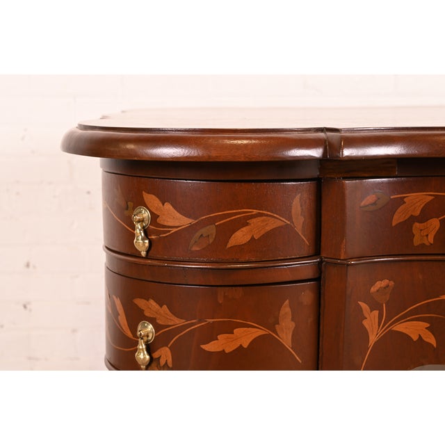 Antique Dutch Louis XV Mahogany Inlaid Marquetry Executive Desk, Circa Late 19th Century For Sale - Image 11 of 14