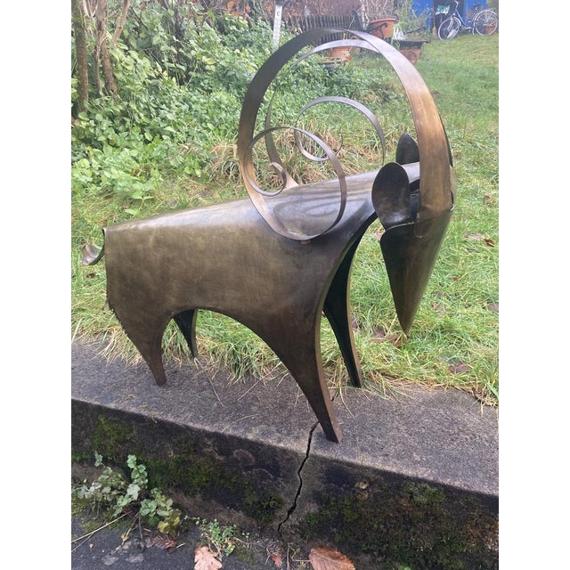 Goldenrod Large Handmade Ram Sculpture in Brass, 1970s For Sale - Image 8 of 18
