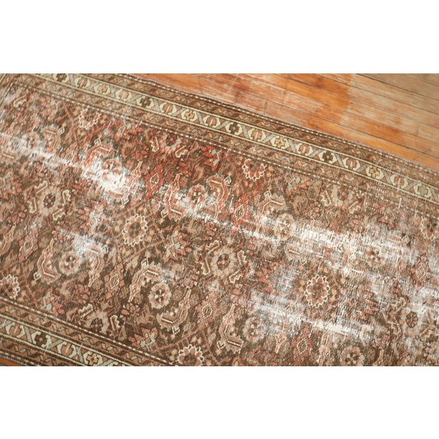 Early 20th Century Early 20th Century Soft Brown Persian Malayer Worn Runner - 3'4" x 9'8" For Sale - Image 5 of 7