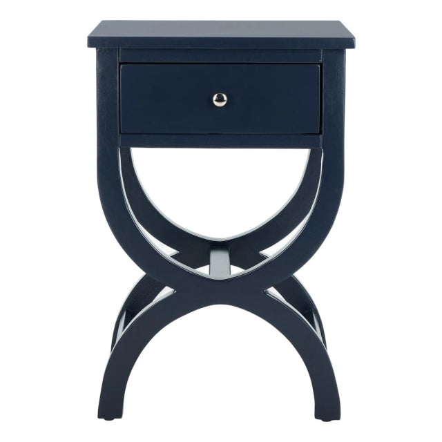 Maxine Accent Table with Storage Drawer in Navy For Sale