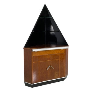 Italian Art Deco Briarwood Bar Cabinet with Shelves, 1930s For Sale