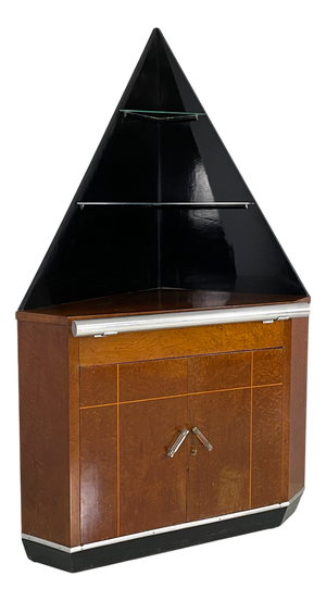 Italian Art Deco Briarwood Bar Cabinet with Shelves, 1930s