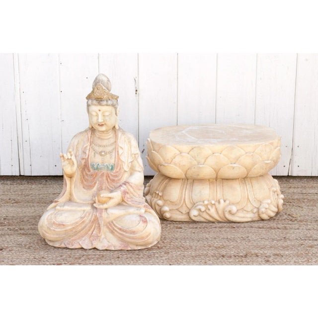 Exceptional Finely Carved Marble Buddha For Sale - Image 12 of 13