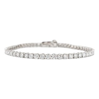 14k White Gold 5.70 CTW Round Brilliant Lab Grown Diamond Tennis Bracelet For Sale