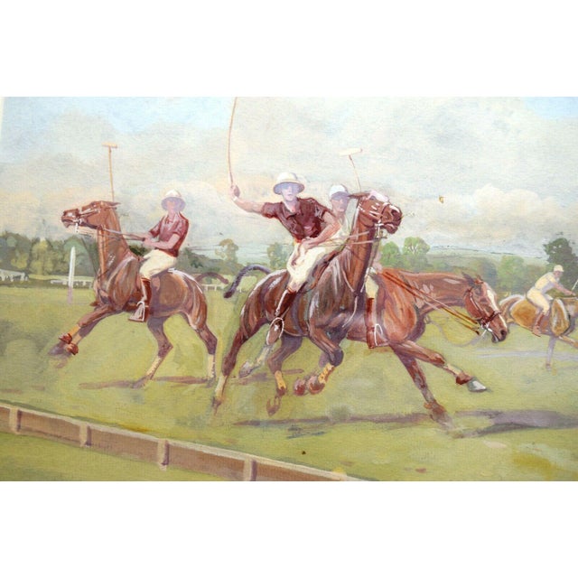 "Against the Boards" Original C1975 Polo Pastel Gouache by Eric Meade-King For Sale - Image 4 of 9
