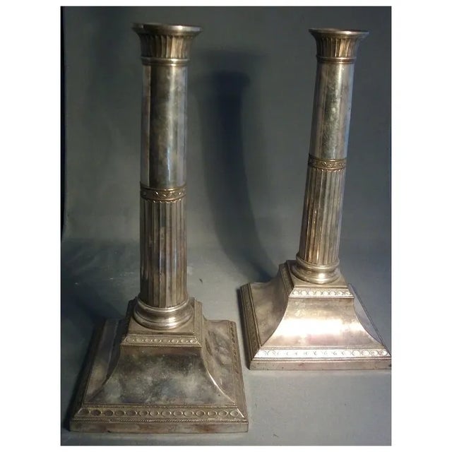 Antique English George III 18th Century Old Sheffield Plate Candlesticks Silver on Copper 1790 - a Pair For Sale In New York - Image 6 of 7