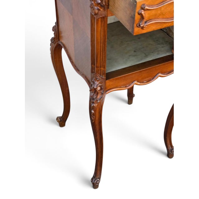 19th Century French Bedside Walnut Cabinet Marble Top Insert Marble. For Sale - Image 4 of 18