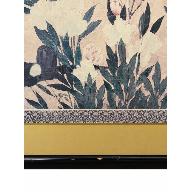 Late 20th Century Late 20th Century Chinoiserie Floral and Willow Artwork in Black and Gold-Tone Frame For Sale - Image 5 of 9