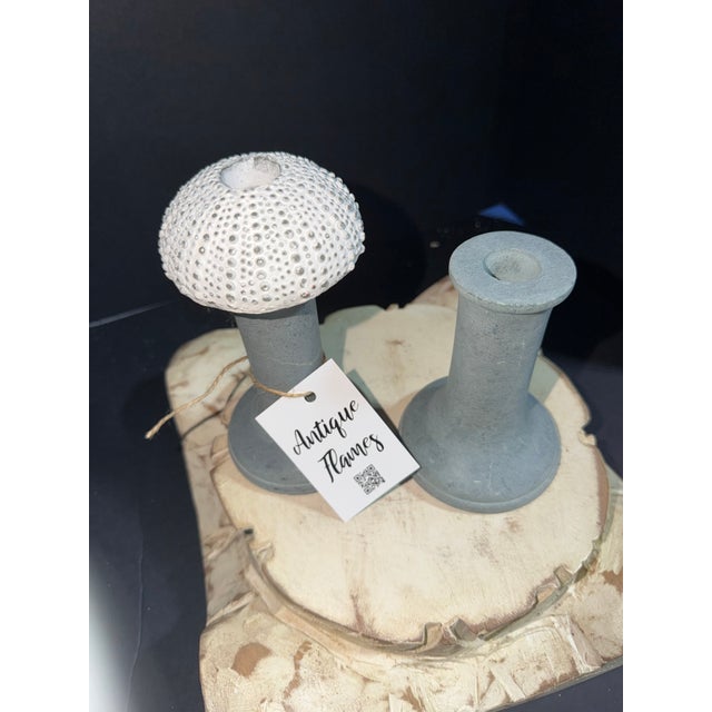 Contemporary Celestial Meets the Sea Concrete Candleholders For Sale - Image 3 of 4