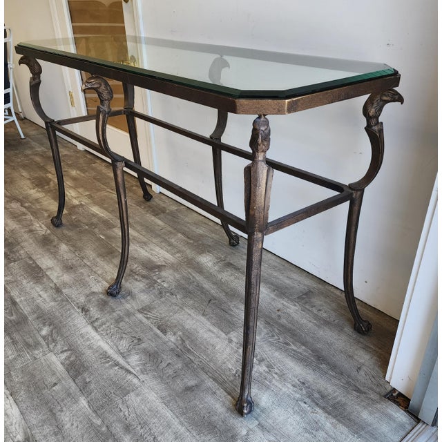 Late 20th Century Late 20th Century Hollywood Regency Patinated Metal Console Table For Sale - Image 5 of 12