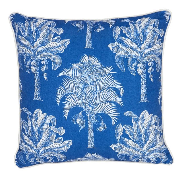 2020s Schumacher Grand Palms Indoor/Outdoor Pillow 22" x 22" in Navy For Sale - Image 5 of 5