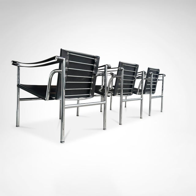 Metal Vintage LC1 Armchair by Le Corbusier for Cassina, 1970s, Set of 3 For Sale - Image 7 of 13