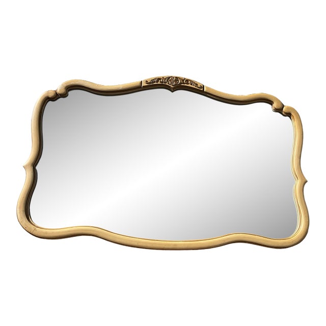 Exquisite Vintage French Provincial Wall Mirror in Cream & Gilt, Attributed to Drexel, 1970s For Sale