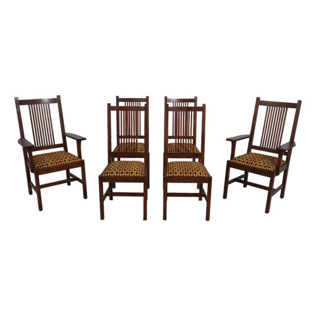 Set of 6 Stickley Mission Oak Dining Room Chairs For Sale