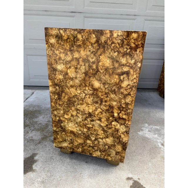 Henredon Faux Tortoise Shell Brass Cabinet Sideboard Hollywood Regency a Pair For Sale - Image 10 of 18