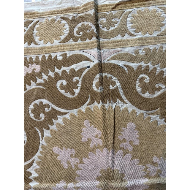 Suzani Wall Hanging — Terracotta Uzbek Tablecloth 5'0'' X 5'5'' For Sale In New York - Image 6 of 9
