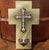 19th Century French Brass & Champleve Cross With Holy Water Font on Green Marble For Sale - Image 4 of 7