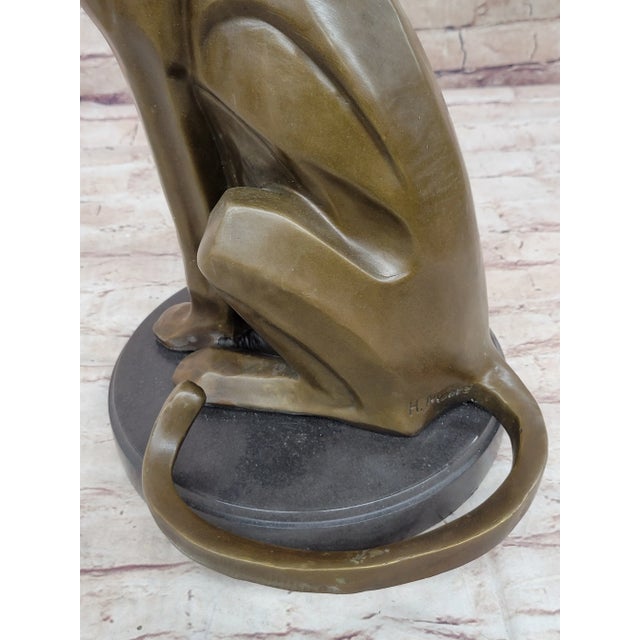 Bronze Modern Art Extra Large Mountain Lion Bronze Sculpture By Henry Moore Figurine For Sale - Image 8 of 10