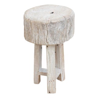 Heavy Slab Reclaimed Wood End Table For Sale