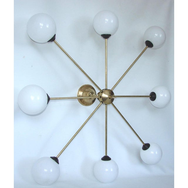 Brass, Metal and Glass Chandelier from Stilnovo, 1960s For Sale - Image 6 of 10