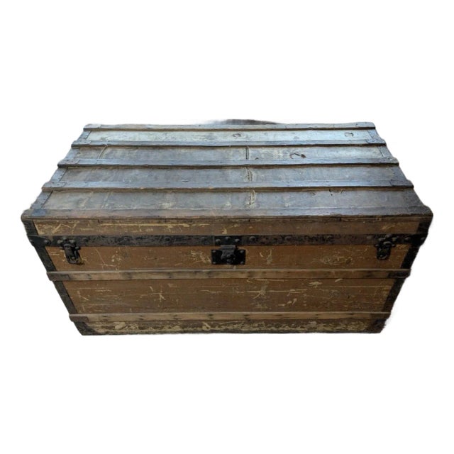 Antique Louis Vuitton Canvas Steamer Trunk (Large) For Sale