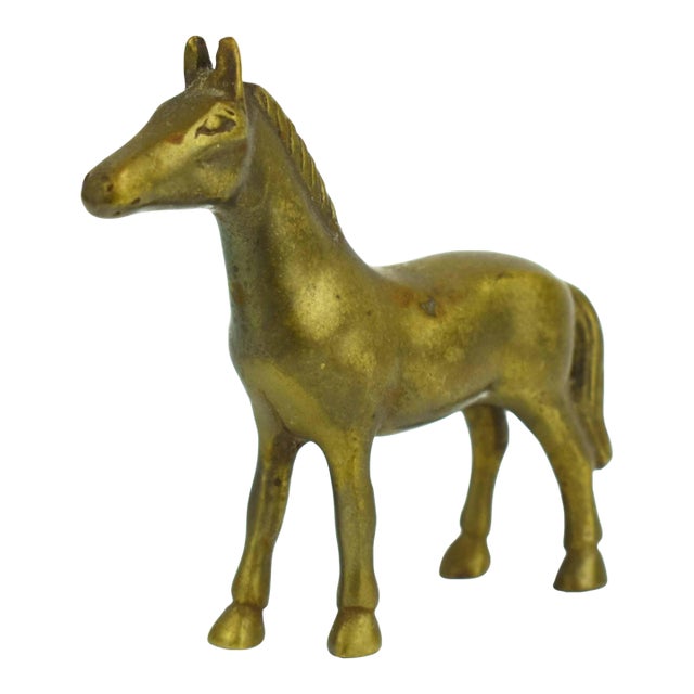 Solid Gold Brass Horse Pony Figurine For Sale