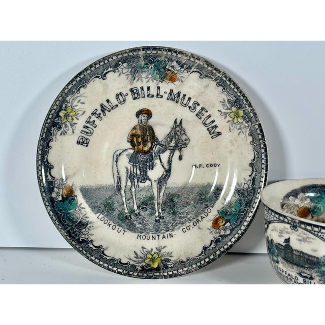 Rare & Original Buffalo Bill Museum Souvenir Cup & Saucer for your consideration. The cup measures approx. 2 3/8 inches...
