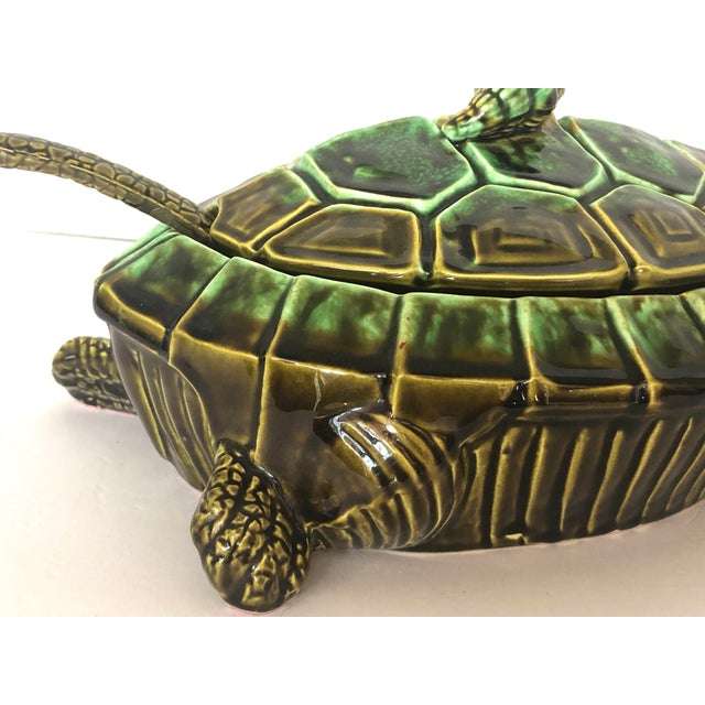 Vintage Large Majolica Turtle Soup Tureen With Ladle, 20th. C Chairish