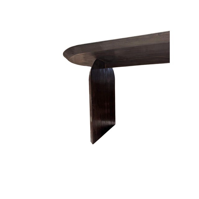 Large Teak Wood Table, Espresso Finish, Modern Organic For Sale - Image 11 of 11
