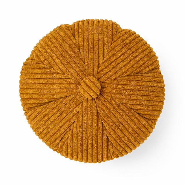 1970s Vintage Mustard Corduroy Pouf, 1970s For Sale - Image 5 of 8
