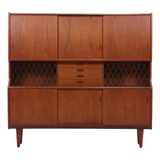 Mid-Century Teak Highboard by Poul M. Jessen for Viby, Denmark, 1960s For Sale