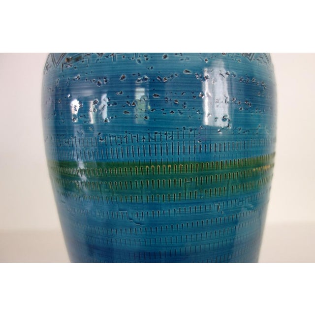 Aqua Ceramic Lamp Bases in the style of Bitossi, Italy, 1970s For Sale - Image 8 of 13