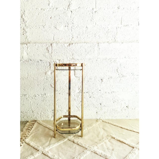 Mid-Century Modern Tall Vintage Side Table in Gold and Smoked Glass, 1970s For Sale - Image 3 of 7