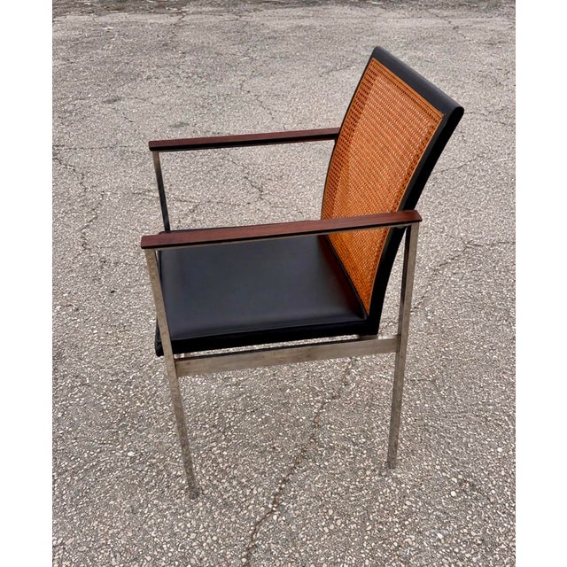 Set of Twelve Mid 20th Century Paul McCobb for Lane Cane-Back Dining Chairs in Rosewood and Chrome For Sale - Image 9 of 12