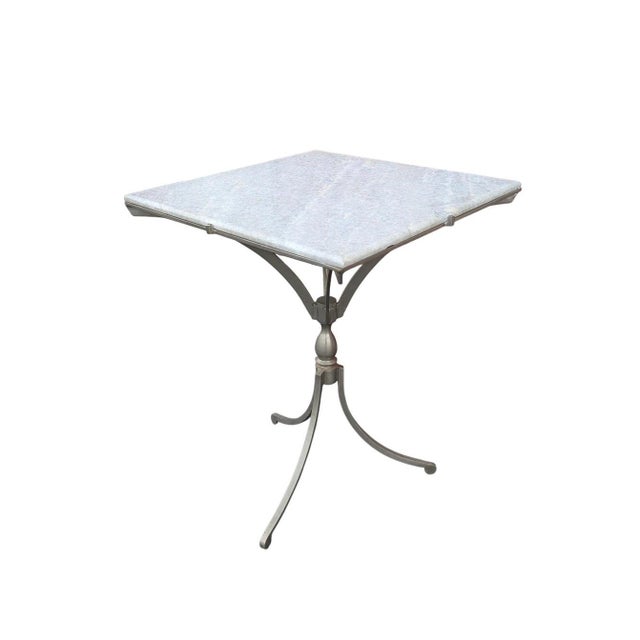 Italian Mid-Century Style White Marble-Top Accent Table This is a beautiful white marble-top accent or bistro table...