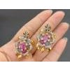 Bochic "Orient" Vintage Ruby & White Topaz Turtle Earrings Set 18K Gold & Silver, A Pair For Sale - Image 16 of 18