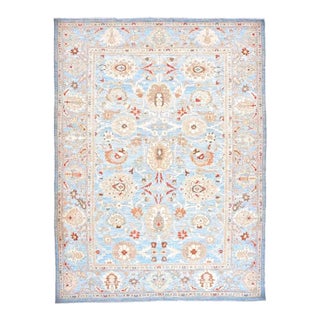 Persian Sultanabad Wool 9x12 Blue, Ivory & Tan Handmade Area Rug #1142964 For Sale