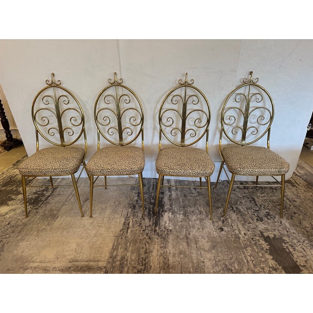 Mid-Century Modern Brass Dining Chairs - Set of 4 For Sale - Image 9 of 15