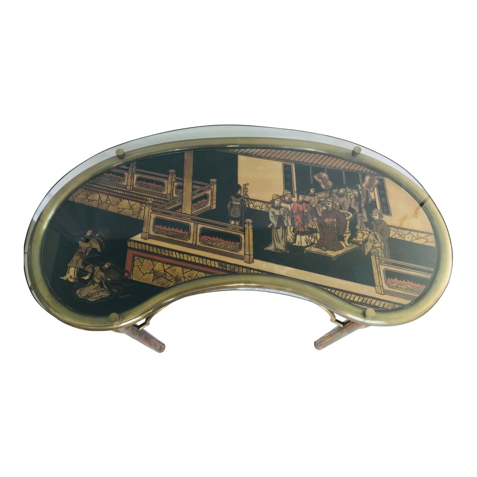 Vintage Maitland Smith Brass And Fretwork Asian Chinoiserie Writing Desk Or Console Table Chairish