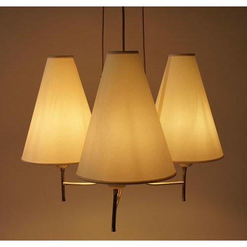 Mid-Century Brass 3-Light Chandelier, 1950s For Sale - Image 12 of 18