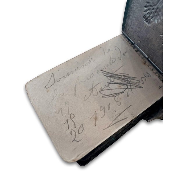 Silver Antique French Silver-Tone Carnet De Notes With Original Pencil, Thistle and Floral Relief For Sale - Image 8 of 11