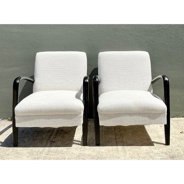 Vintage MCM Black Wood Lounge Chairs - Pair For Sale - Image 4 of 13