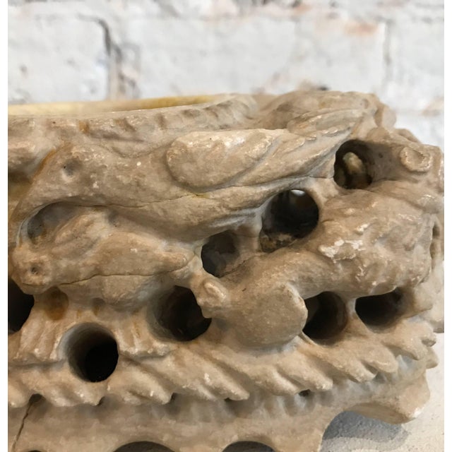 Stone Late 19th Century Carved Stone Bowl Found in Italy For Sale - Image 7 of 11