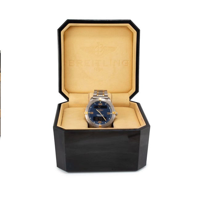 Breitling Aerospace 40mm F56062 Blue Dial Titanium Two Tone Quartz Watch For Sale - Image 9 of 10