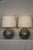Beautiful pair of Moroccan style lamps. Gracious pear shape. Pearl inlay on black lacquer and gesso base. The high glass...