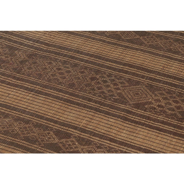 1950s Title: Square Vintage Tuareg Mat, Brown With Tribal Geometric Patterns - Rug & Kilim For Sale - Image 5 of 10