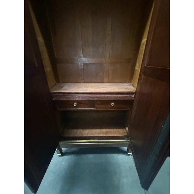 Directoire Louis XVI Style Bronze and Brass Trimmed Beveled Mirror Armoire For Sale In Philadelphia - Image 6 of 13