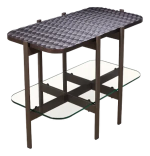 Niteroi Side Table with Wood Gougée Top by Fabian Pellegrinet Conte