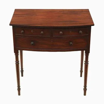 Antique Georgian Bow-Front Mahogany Writing Table For Sale - Image 11 of 11