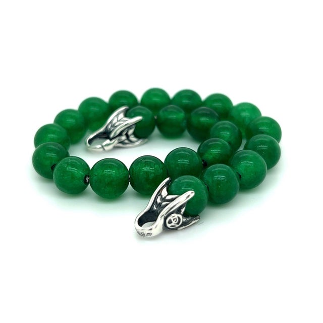 Traditional 1990s David Yurman Green Onyx Prayer Bead Bracelet 8" Sterling Silver Estate For Sale - Image 3 of 6